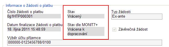 Před provedením úprav je třeba provést storno finalizace. Tlačítko storno finalizace je v hlavním menu na levé straně.