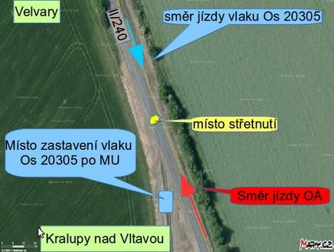 2.1.2 Popis mimořádné události a místa nehody, včetně činnosti integrovaného záchranného systému a záchranné služby Dne 30. 1. 2017 v 6:25 h se vlak Os 20305 jedoucí z dopravny D3 Velvary do žst.