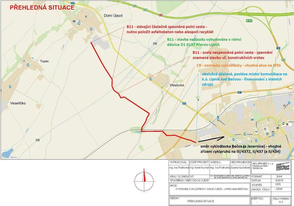 Třetí úsek Dolní Újezd Lipník nad Bečvou bude realizován v několika etapách.