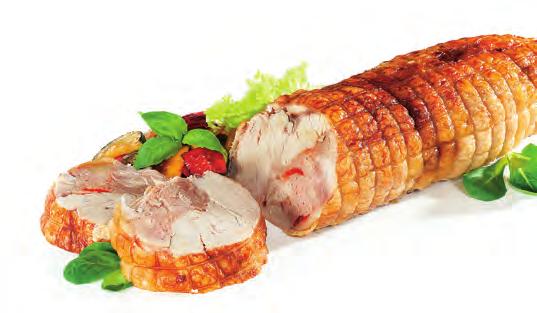 709402 Kuřecí roláda se špenátem a slaninou sous-vide 2 x cca 1,2 kg Složení: půlka vykostěného kuřete, náplň z