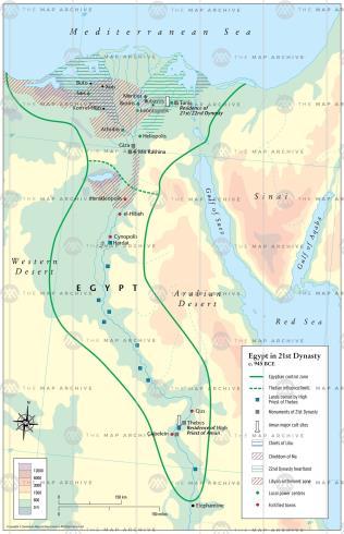 21. DYNASTIE, asi 1069-945 BC Specifické období teoreticky byl Egypt jednotný s královskou rodinou odkazující na dědictví 20.