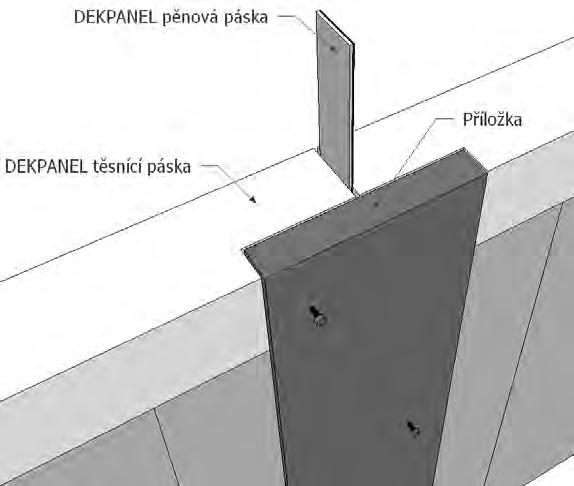 Při větším stlačení nastává riziko trvalé degradace pásky. Mezera mezi panely tedy nesmí být menší než 1mm a větší než 4 mm.