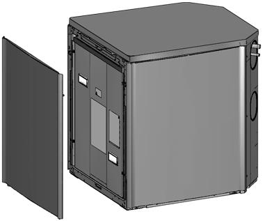 To gain access to the indoor unit at the front side, the total switch box can be removed from the unit. To remove the front decoration panel, remove the bottom screws and then unhitch the panel.