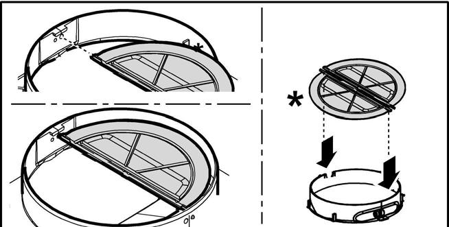 Reverse the above procedure to remove the charcoal filters. Refit the grease filters. Replacing lamps Fig. 1 Disconnect the appliance from the electricity. Warning!