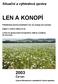 LEN A KONOPÍ. 2003 Červen. Situační a výhledová zpráva. Pěstitelské plochy přadného lnu se zvyšují jen pomalu. Zájem o lněné vlákno trvá