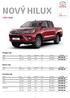 NOVÝ HILUX CENÍK 2016. Single Cab. Extra Cab. Double Cab. BASE 2,4 D-4D 110 kw 6 M/T 4 2 675 180 Kč 558 000 Kč