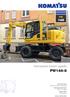 PW Hydraulické kolové rýpadlo PW 148. VÝKON MOTORU 90 kw / ot/min PROVOZNÍ HMOTNOST kg OBJEM LŽÍCE max.