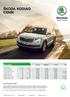 CENÍK ŠKODA KODIAQ MOTORIZACE STROM V ZÁKLADNÍ VÝBAVĚ. 2,0 TDI/110 kw AP(1) 2,0 TDI/110 kw 4 4(1) 2,0 TDI/110 kw 4 4 AP(1) 2,0 TDI/140 kw 4 4 AP