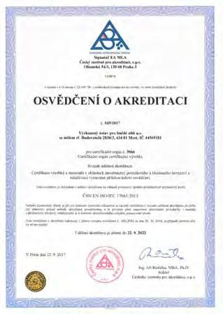 7.5 Autorizovaná osoba AO 242 a Certifikační orgán COV č. 3066 Výkony Autorizované osoby 242 (AO) a Certifikačního orgánu č.