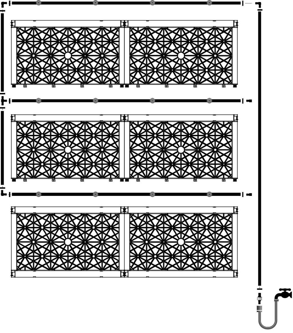 INSTALACE ZAVLAŽOVACÍHO SYSTÉMU Modul Gro-Wall je vybaven systémem IPI - Individual Plant Irrigation, který umožňuje instalaci efektivního zavlažovacího systému, který lze přizpůsobit rostlinám bez