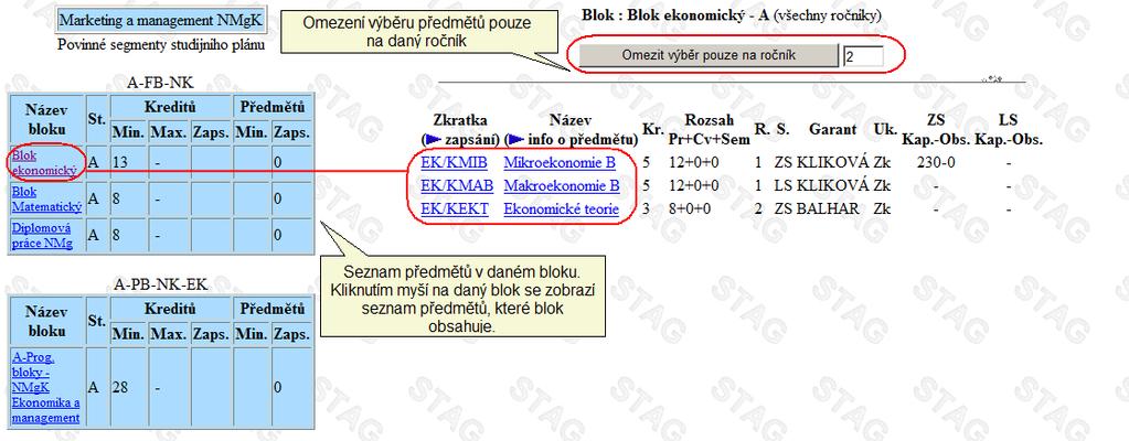 Význam jednotlivých sloupců je následující: V prvním sloupci je zkratka předmětu, která je zároveň odkazem na rozvrh předmětu s možností jeho zápisu.