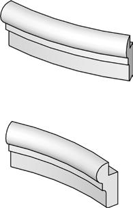 -Kruhu Výška 70 mm, Šířka 20/35 mm, Hmotnost: 1,0 kg konvex Radius 330 mm (konvex) vnější Kód: 20406/S:1018599 346 Kč Radius 440 mm (konvex) vnější