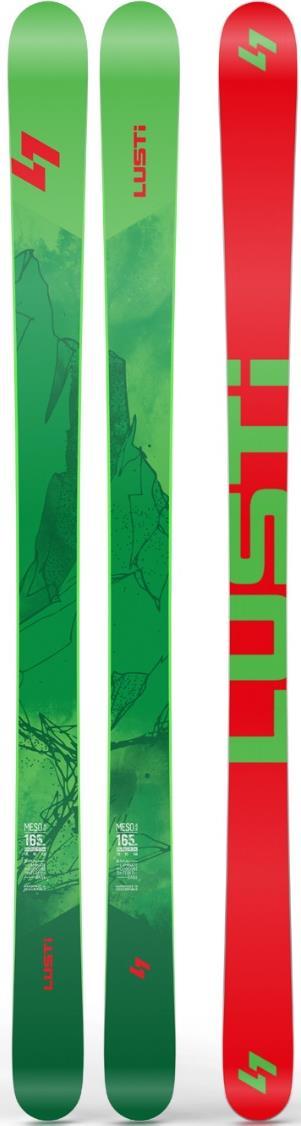 Freeski Freestyle Park Junior - MESO Sandwichové provedení, polyamidová vrchní fólie, 2x biaxiální a 2x triaxiální prepregová nosná vrstva, výztuha, dřevěné jádro,
