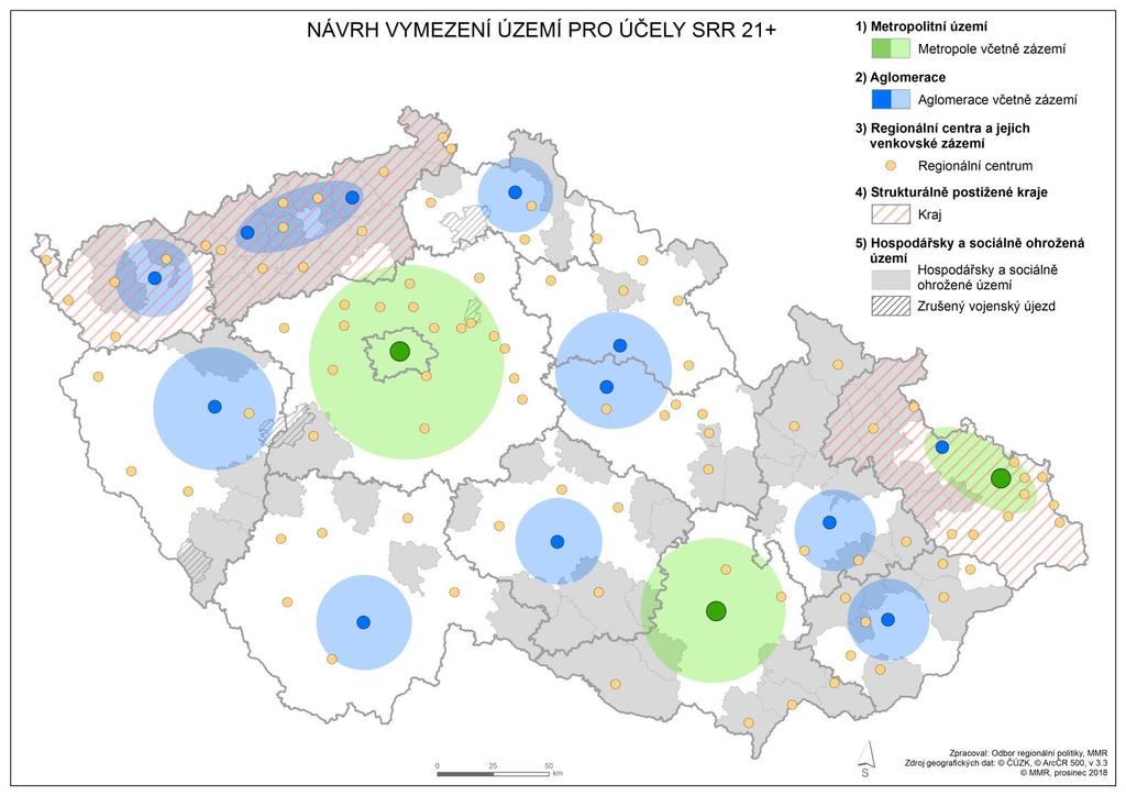Návrhová část SRR 2020+» Vize» Globální cíl» Strategické cíle v typech území Metropolitní území Aglomerace Regionální centra a jejich zázemí