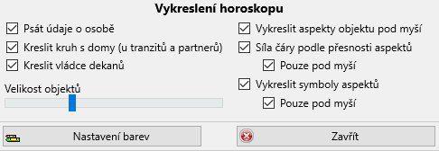 Vykreslení horoskopu Protože všechna zde uvedená nastavení jsou při změně okamžitě provedena, takže jejich efekt je ihned viditelný, uvedeme zde jen tři krátké poznámky: 1.