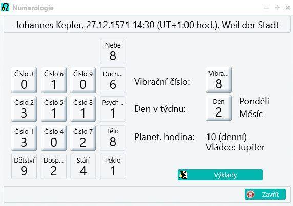 Numerologie Tato funkce provede základní numerologický výpočet odvozený z data a času narození osoby nativního horoskopu.