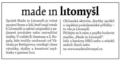oficiálním webu města Litomyšl: f) prezentace spolku na Lázních ducha 2018 - při společenské akci Lázně ducha pořádané městem Litomyšl se samostatně