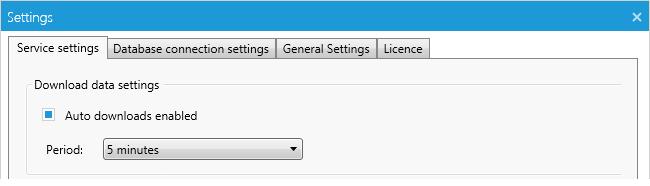 Obrázek: Nastavení na záložce Service settings (nastavení služby) Záložka Database connection settings V této části se nastavují přihlašovací údaje, které slouží k ověření uživatele, který bude 2N
