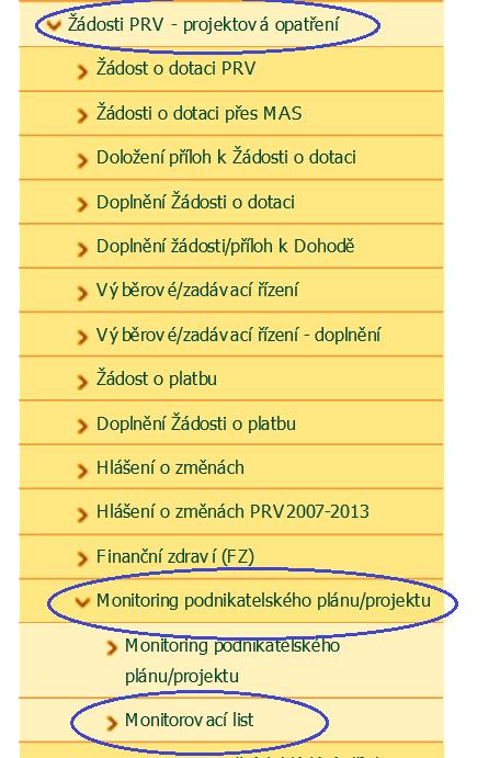 Mnitrvací listy jsu k dispzici u všech prplacených prjektů (jedná se všechny prjekty, které budu prplaceny d 31.