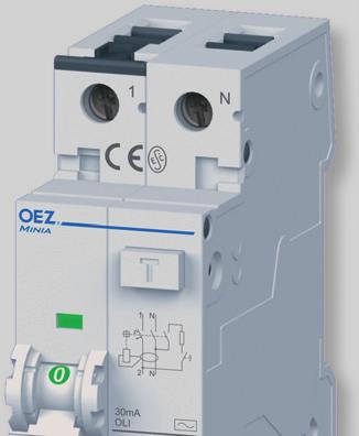 Proudové chrániče MINIA PROUDOVÉ CHRÁNIČE S NADPROUDOVOU OCHRANOU OLI (0 ka) Přístroj je kombinací proudového chrániče a jističe. Pro domovní, komerční a průmyslové elektrické rozvody do 40 A, 30 V a.
