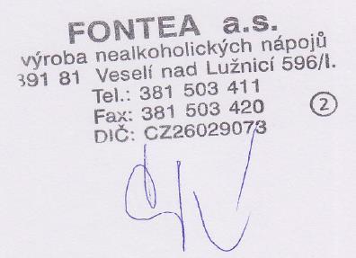 3. Zpracovatel zprávy Obchodní firma nebo název/titul, jméno, popř. jména, a příjmení Marie Ciperová manažer jakosti, EMS firmy FONTEA a.s. Telefon (nebo fax) 381 503 411 E-mail m.ciperova@maspex.