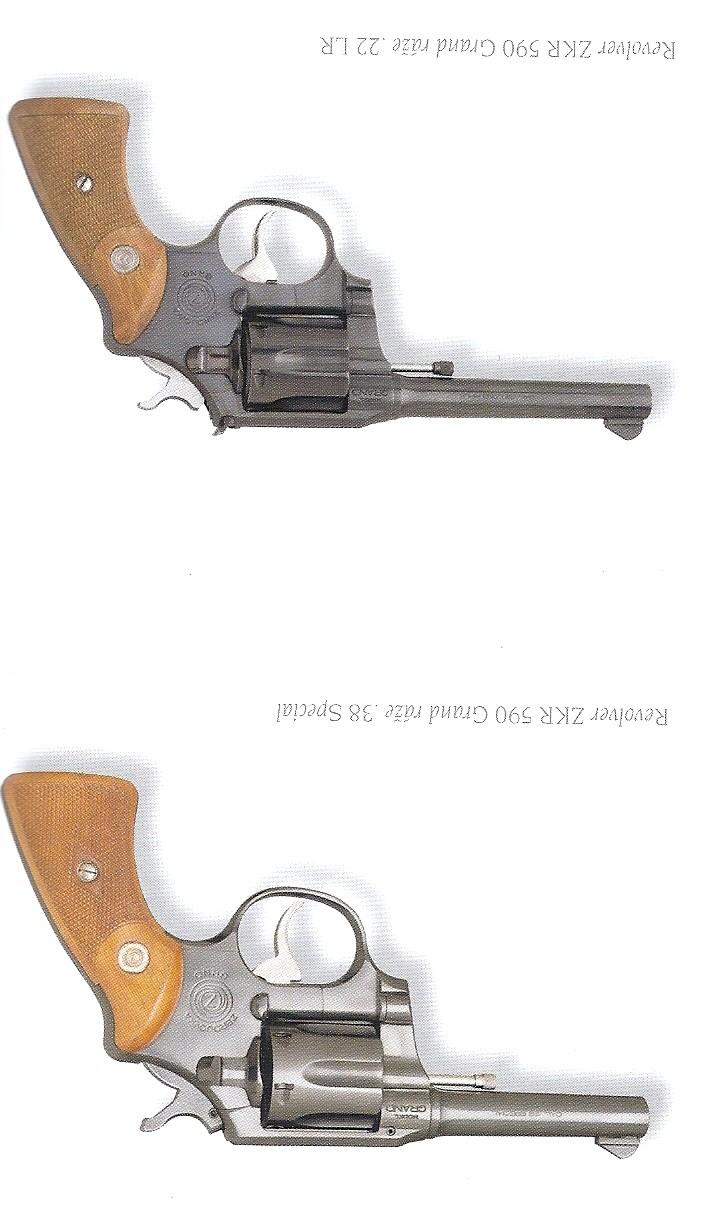 2.1.9 Revolver ZKR 590 Grand Prvním a zatím i posledním revolverem vyráběným v Uherském Brodu byl model ZKR 590 Grand. Revolver byl konstruován primárně na náboje.38 Special a.22 Long Rifle.
