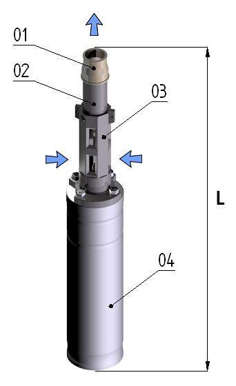 Motor s hydraulikou je propojen pomocí spojky motoru, která je vsunuta pryžovým kloubem do vřetene a zajištěna zajišťovacím kroužkem. Kroužek zajišťuje také pryžový kloub ve spojce motoru.