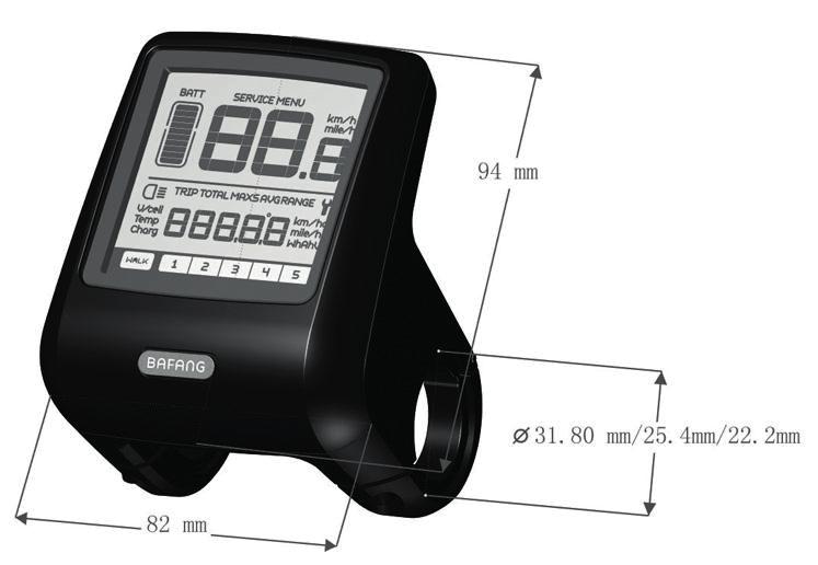 LCD display Parametry displeje napájení 36 V/48 V jmenovitý proud 10 ma maximální provozní proud 30 ma vypínací proud < 1 ua provozní proud napájení vypínače 50 ma pracovní teplota -18 60 % označení