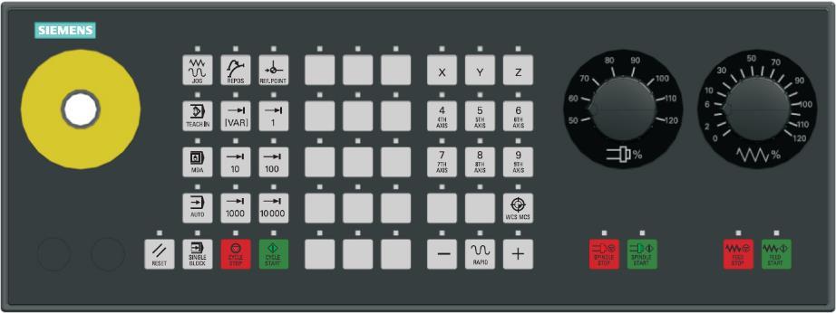SINUMERIK MCP 416 USB Redesign 6FC5303-0AF34-0AA1 Rozměry : Šířka: 416 mm Montážní otvor (stejný jako MCP 416 USB): Výška: 155 mm Šířka: 402 mm Hloubka: 54 mm Výška: 141 mm Náhradní díly: Zasouvací