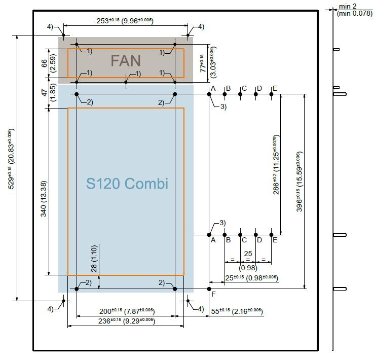 SINAMICS S120 Combi Bxx Change of installation easier installation Existing SINAMICS S120 Combi Axx New SINAMICS S120 Combi Bxx Unit: