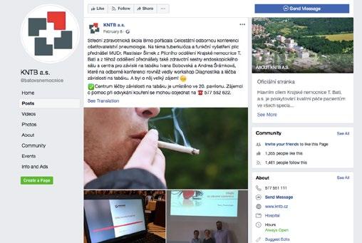 uspořádaly také workshop Diagnóza a léčba závislosti na tabáku. Workshop se těšil velkému zájmu. Screenshot z webových stránek O projektu se 11. ledna 2019 zmínila prof. MUDr. Eva Králíková, CSc.
