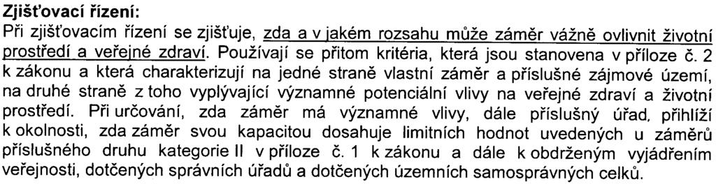 2z6- S- MHMP -44 mo/2008/00p Nl/EIAl5 66-2/Pac Zjiš ovací øízení: Pøi zjiš ovacím øízení se zjiš uje, zda a v jakém rozsahu mùže zámìr vážnì ovlivnit životní prostøedí a veøejné zdraví.