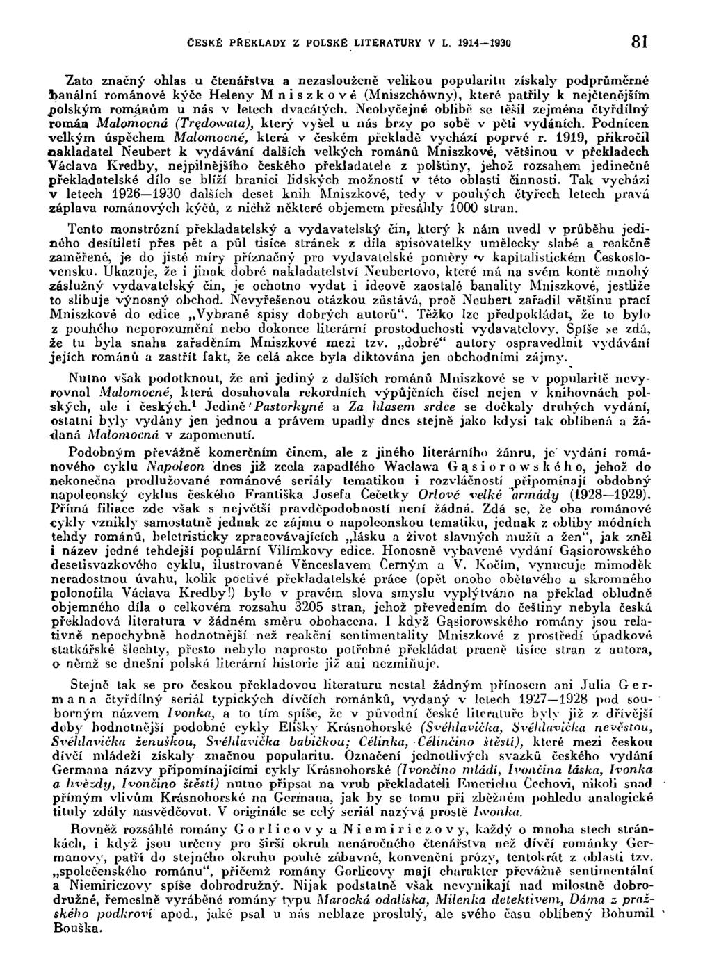 ČESKÉ PŘEKLADY Z POLSKÉ LITERATURY V L.