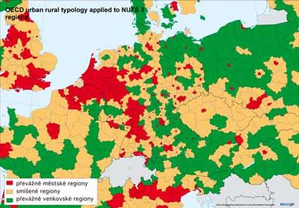 V rámci regionální politiky se nejvíce používá původní typologie regionů NUTS 3 rozlišující regiony na převážně městské, smíšené a převážně venkovské.