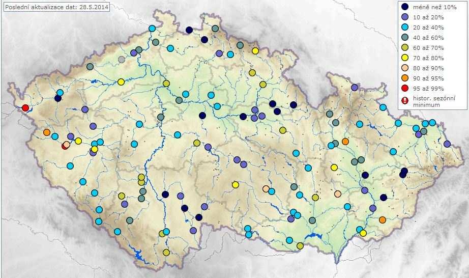 G. Vyhodnocení stavu sucha Hodnoty půdní vlhkosti znamenající již počátek sucha byly v závěru minulého týdne zjištěny v orniční půdní vrstvě především na jižní Moravě, v menší míře na jihu a