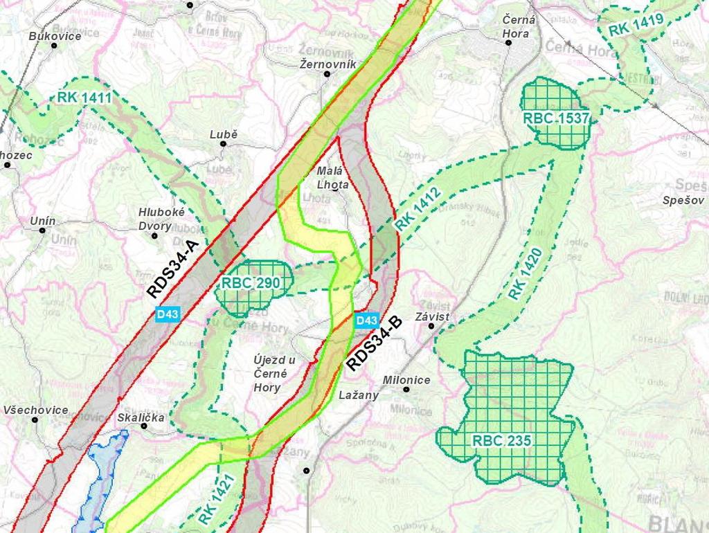 Správního území obce Milonice se týká územní rezerva RDS34-B D43 Kuřim Lysice.
