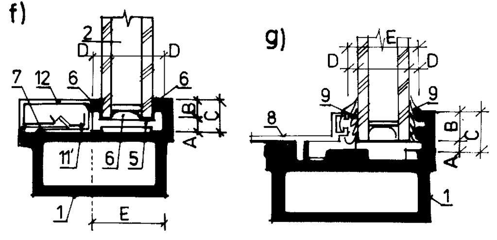a) Destrukce skleněných výplní Upevnění skleněných výplní uložených v kovových rámech: 1 nosný rám 7 upevňovací úhelník 11 pružné upevnění 2 dvojsklo 8 zasklívací lišta