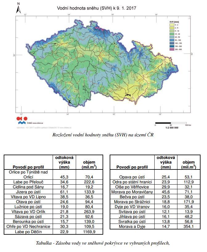 Mapa rozložení vodní hodnoty