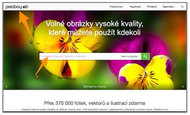 internetovém prohlížeči otevřeme webovou stránku www.pixabay.