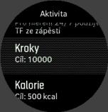 Při nastavování cíle pro počet kroků definujete celkový počet kroků za den.