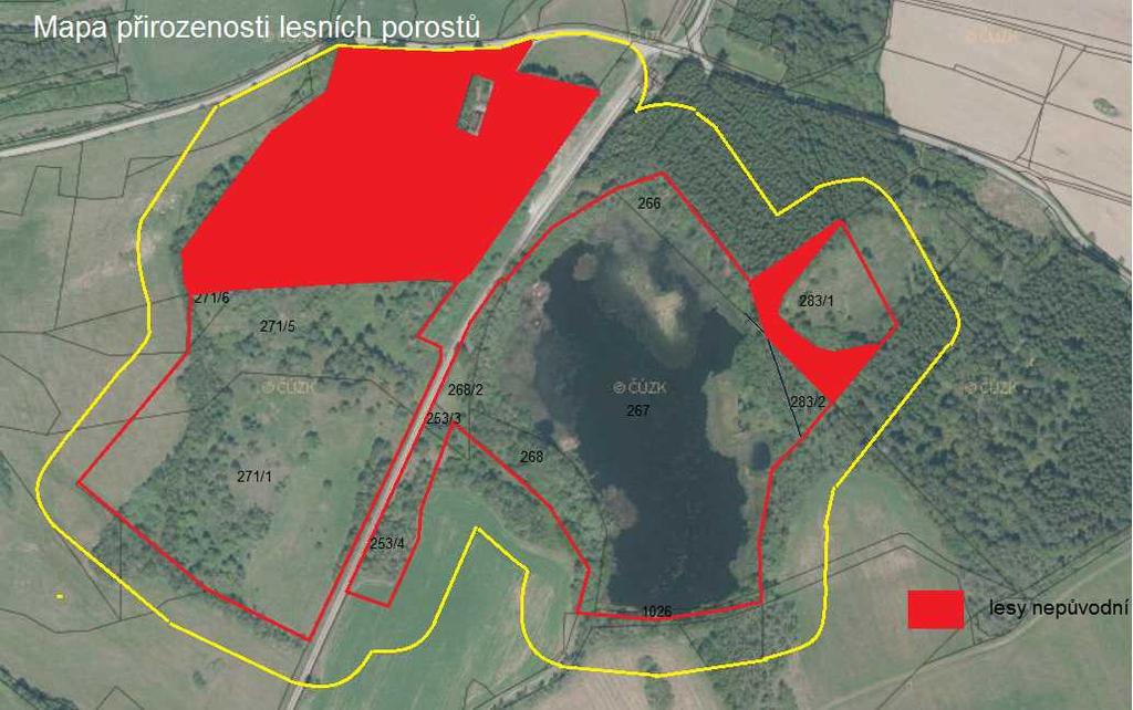 Mapa původnosti lesních porostů: 2.5.