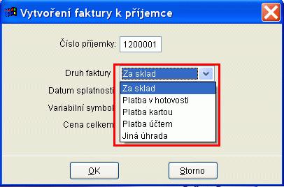 Novinky v programu MSklad 1.40 Zápis faktury při příjemce Ve formuláři pro zápis faktury je nová položka Druh faktury.