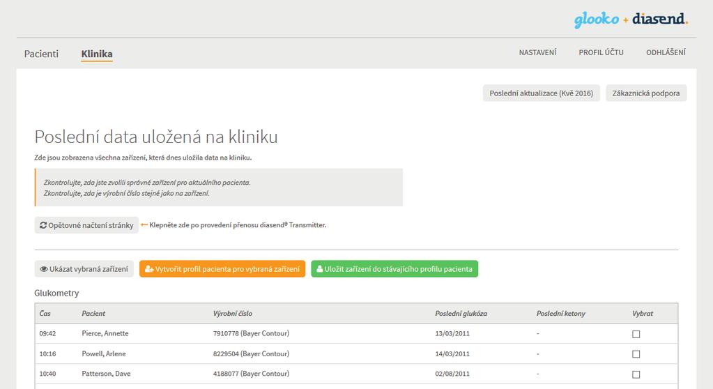 7 Vytvoření profilu pacienta a uložení monitorovacích zařízení Profil pacienta je možné vytvořit dvěma způsoby. Na kartě Clinic a na kartě pacienta.