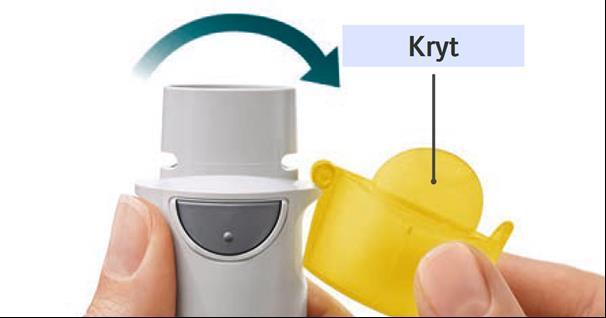 STISKNĚTE Pomalu a plně vydechněte. Sevřete rty těsně kolem konce náustku, aniž byste jimi překryl(a) vzduchový ventil.