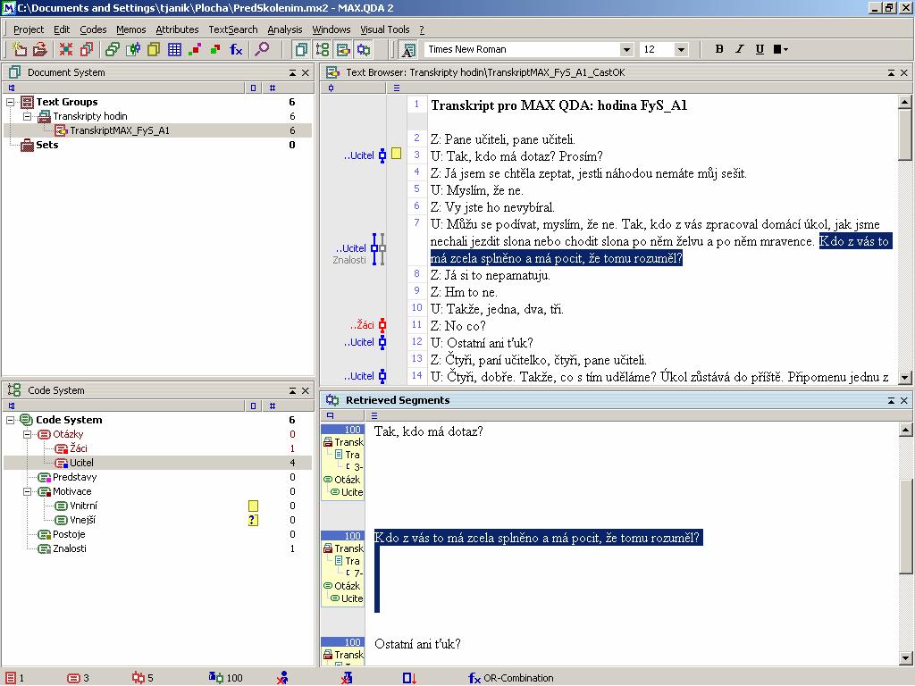 3.6.2 Vyhodnocování výzkumných dat V programu SPSS byly provedeny výpočty inter-rater-reliability pomocí koeficientu Cohen s Kappa a údaje o míře přímé shody mezi oběma kódovateli (kap. 3.5.3).