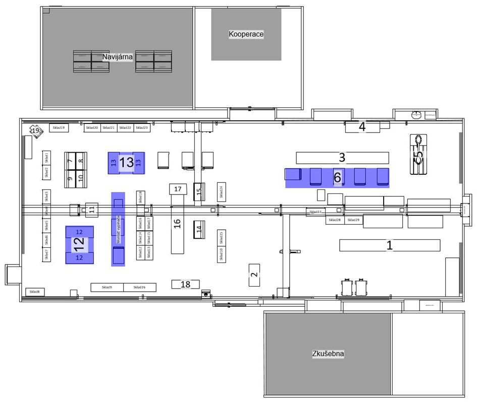 Obrázek 13 - Layout snímkované oblasti Ve společnosti SERW byly pořízeny celkem 4 snímky pracovního dne.