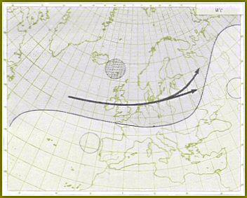 Obr. (1): Oblasti se zimním zvýšením srážek na území ČSSR. Období 1901-1950, převzato z: (Brázdil 1988, s.