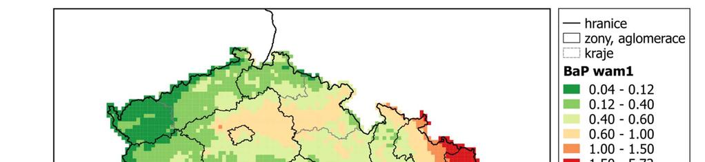 Obrázek 50: Průměrná roční koncentrace benzo(a)pyrenu [ng.