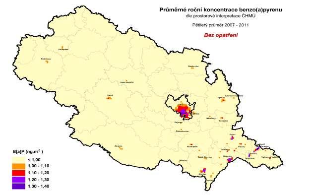 Obrázek 60: Modelové vyhodnocení dopadu nově stanovených opatření v sektoru vytápění