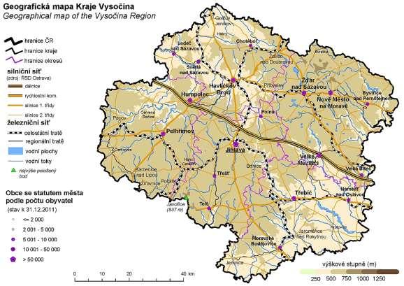 Obrázek 3: Geografická mapa Kraje Vysočina Zdroj: ČSÚ (http://www.czso.cz/csu/2012edicniplan.nsf/t/d0003fc3e5/$file/63101112m01.jpg,http://www.czso.cz/xc/redakc e.